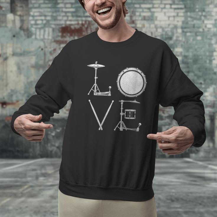 Women's Drum Kit Love Illustration For Music Enthusiasts Men Graphic Sweatshirt Women's Drum Kit Love Illustration For Music Enthusiasts Men Graphic Sweatshirt