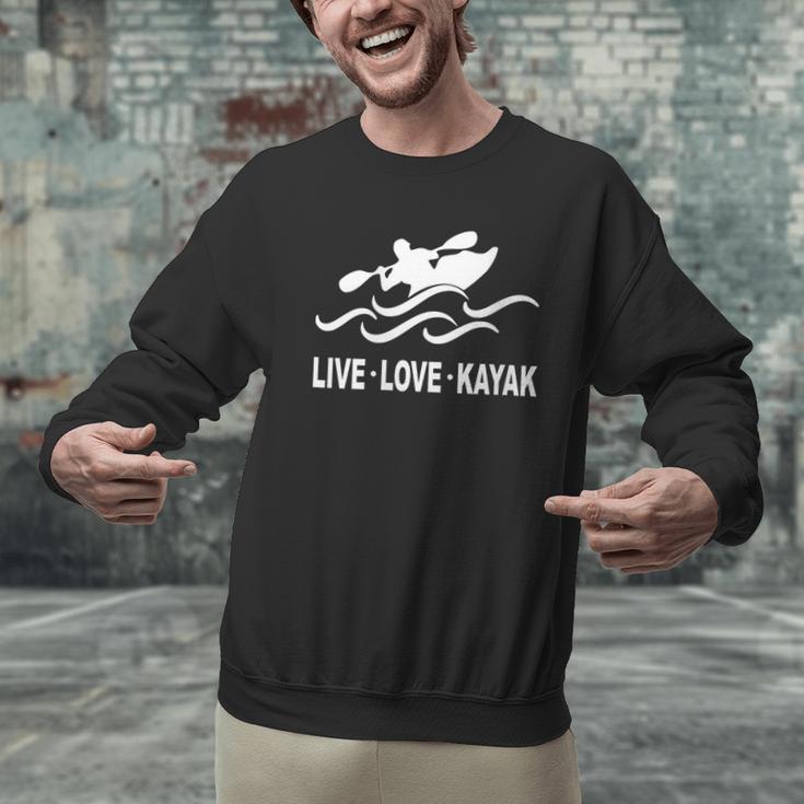 Women's Kayaking Live Love Kayak Kayaker Canoe Boat Paddling Lover Men Graphic Sweatshirt