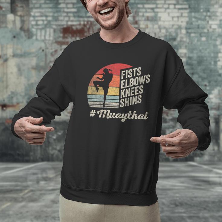 Women's Muay Thai Martial Arts Fighter Retro Vintage Sunset Graphic Men Graphic Sweatshirt