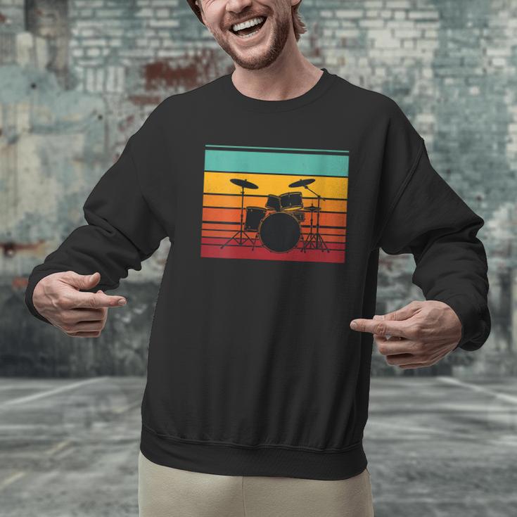 Women's Retro Drum Kit Silhouette With Color Stripes Men Graphic Sweatshirt Women's Retro Drum Kit Silhouette With Color Stripes Men Graphic Sweatshirt
