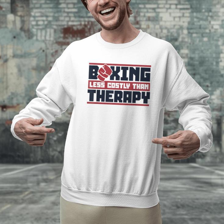 Boxing Less Costly Than Therapy Muay Thai Boxing Men Graphic Sweatshirt