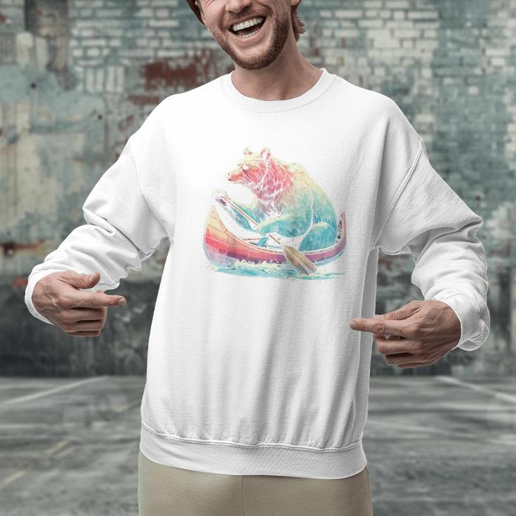 Canoe Bear Canoeing Raglan Baseball Tee Men Graphic Sweatshirt