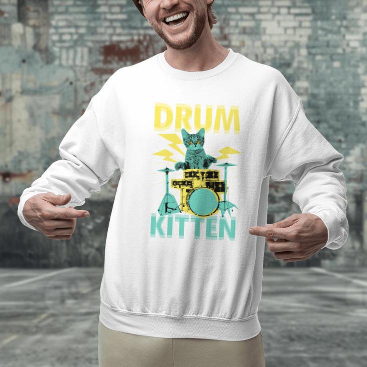 Cute Drummer Cat Drum Kitten Men Graphic Sweatshirt Cute Drummer Cat Drum Kitten Men Graphic Sweatshirt