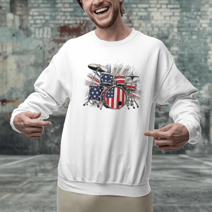 Drum Kit With American Flag Graphic For Musicians Men Graphic Sweatshirt Drum Kit With American Flag Graphic For Musicians Men Graphic Sweatshirt