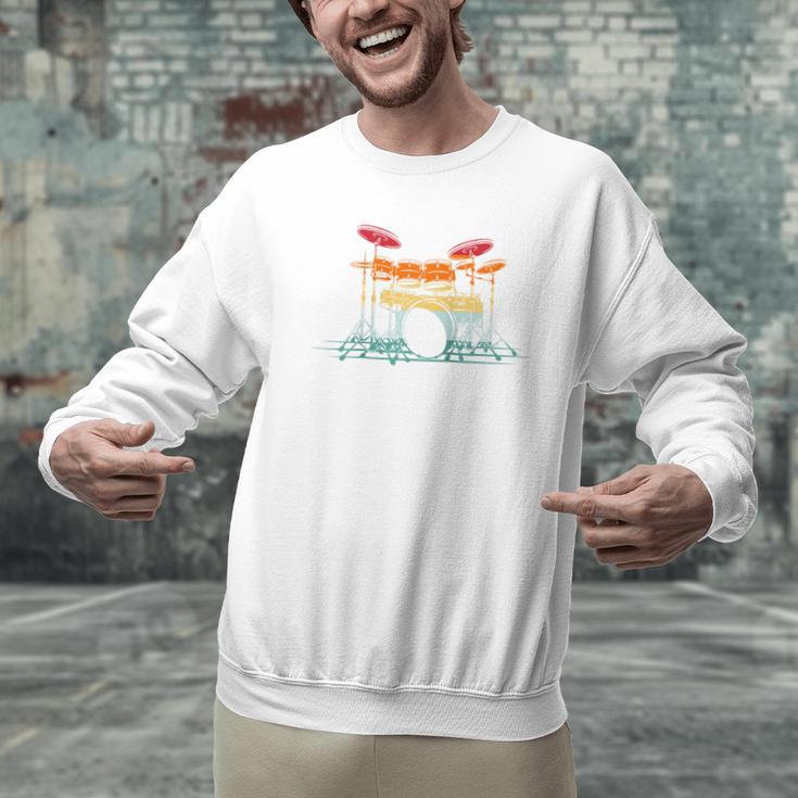 Drum Kit Musical Retro Instrument Musician Raglan Baseball Tee Men Graphic Sweatshirt