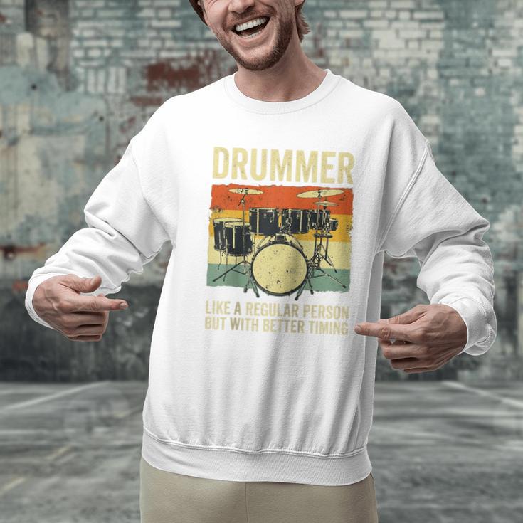 Drummer Better Timing Retro Vintage Sunset Drum Kit Graphic Raglan Baseball Tee Men Graphic Sweatshirt Drummer Better Timing Retro Vintage Sunset Drum Kit Graphic Raglan Baseball Tee Men Graphic Sweatshirt