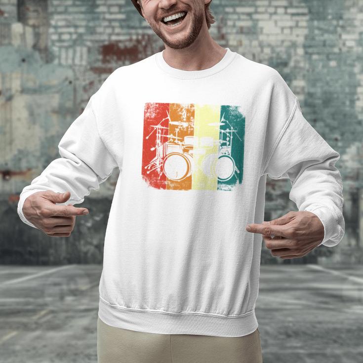 Drumset Cool Retro Vintage Drum Kit Drummer Music Percussion Men Graphic Sweatshirt