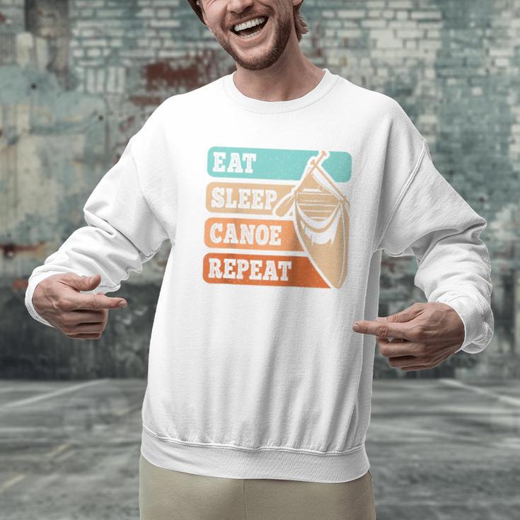 Eat Sleep Canoe Repeat Vintage Canoeing Canoeist Men Boys Raglan Baseball Tee Men Graphic Sweatshirt