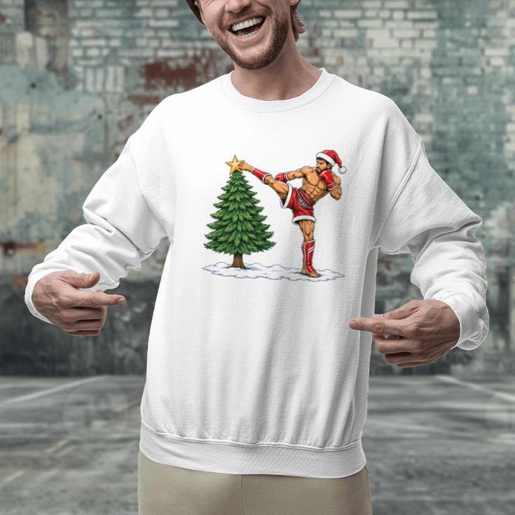 Festive Muay Thai Santa Christmas Men Graphic Sweatshirt