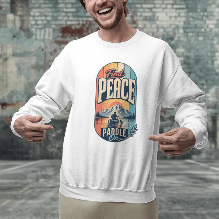 Find Peace Paddle On Canoe Mountain Sunset Men Graphic Sweatshirt Find Peace Paddle On Canoe Mountain Sunset Men Graphic Sweatshirt