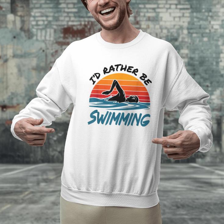 I'd Rather Be Swimming Retro Swim Swimmer Men Graphic Sweatshirt I'd Rather Be Swimming Retro Swim Swimmer Men Graphic Sweatshirt
