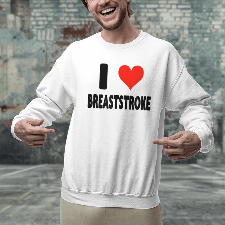 I Love Breaststroke Heart Swim Swimmer Pool Swimming Men Graphic Sweatshirt I Love Breaststroke Heart Swim Swimmer Pool Swimming Men Graphic Sweatshirt