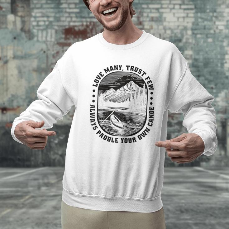 Love Many Trust Few Always Paddle Your Own Canoe Raglan Baseball Tee Men Graphic Sweatshirt