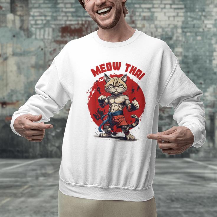 Meow Thai Funny Muay Thai And Cats Lover Men Graphic Sweatshirt