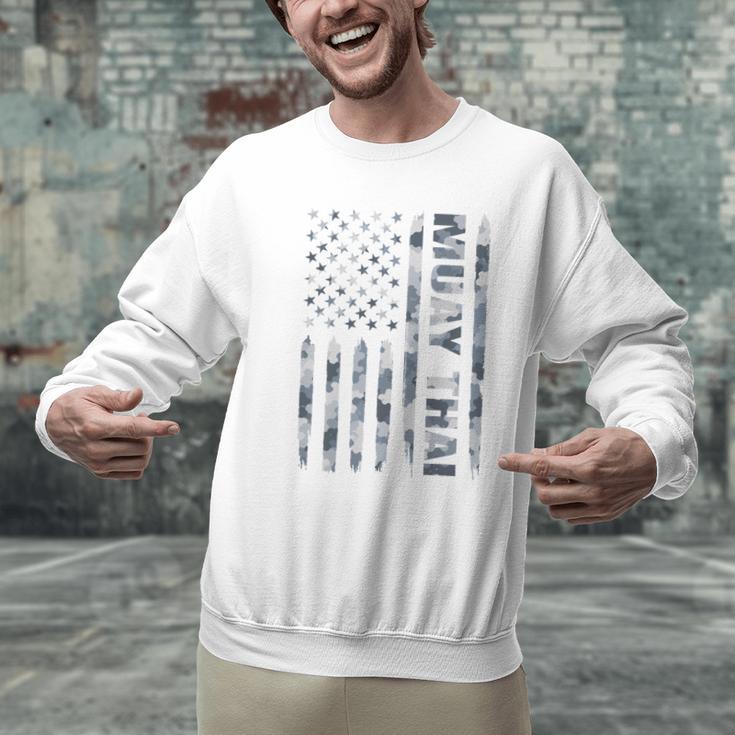 Muay Thai American Flag Camo Military Patriotic Men Graphic Sweatshirt Muay Thai American Flag Camo Military Patriotic Men Graphic Sweatshirt