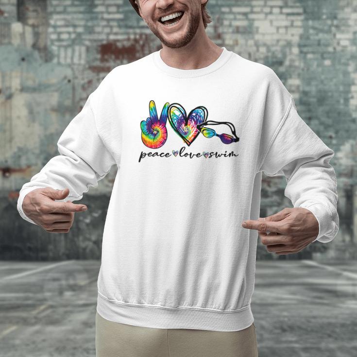 Peace Love Swim Tie Dye Swimmer Swimming Summer Trip Men Graphic Sweatshirt Peace Love Swim Tie Dye Swimmer Swimming Summer Trip Men Graphic Sweatshirt