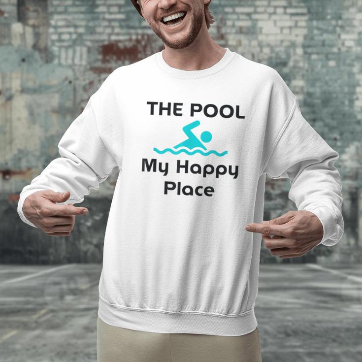 The Pool Is My Happy Place Swimming Quote Men Graphic Sweatshirt The Pool Is My Happy Place Swimming Quote Men Graphic Sweatshirt