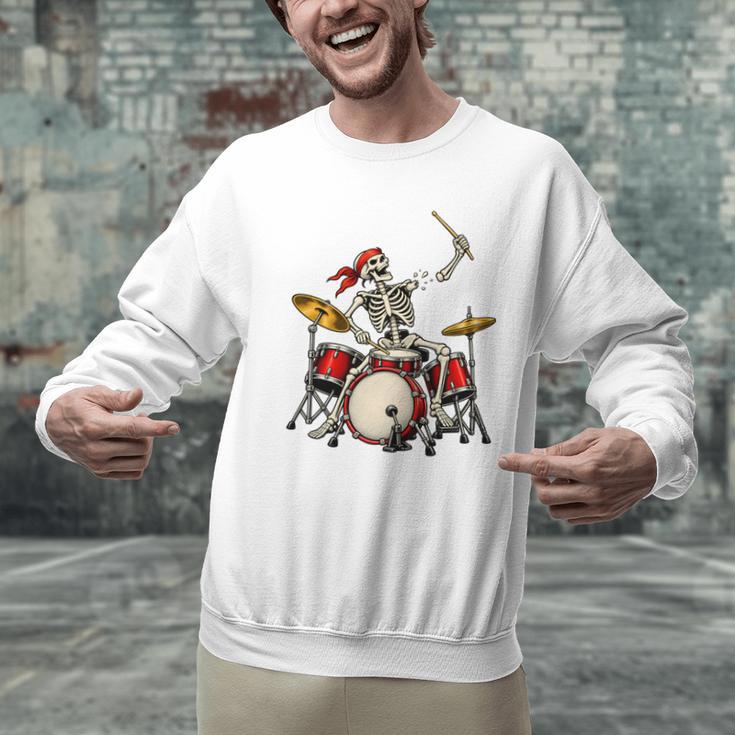 Skeleton Drummer Skull Drum Kit Halloween Men Graphic Sweatshirt