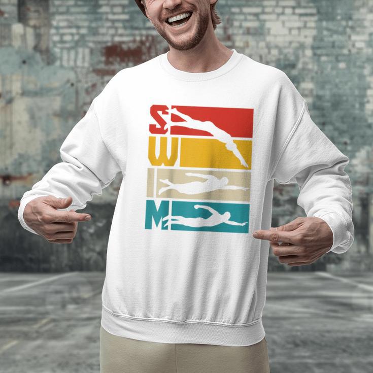 Swim Swimming Vintage Retro Swimmer Raglan Baseball Tee Men Graphic Sweatshirt Swim Swimming Vintage Retro Swimmer Raglan Baseball Tee Men Graphic Sweatshirt