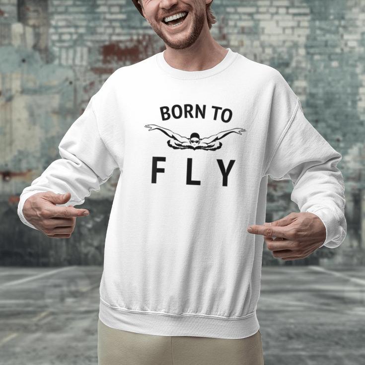 Swimmer Swim Team Born To Fly Butterfly Stroke Swimming Men Graphic Sweatshirt