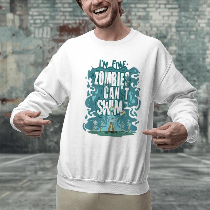 Swimming Quote Zombies Can't Swim For Swimmer Men Graphic Sweatshirt Swimming Quote Zombies Can't Swim For Swimmer Men Graphic Sweatshirt