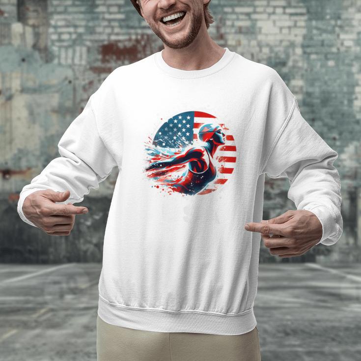 Swimming United States Apparel American Flag Swimming Men Graphic Sweatshirt Swimming United States Apparel American Flag Swimming Men Graphic Sweatshirt