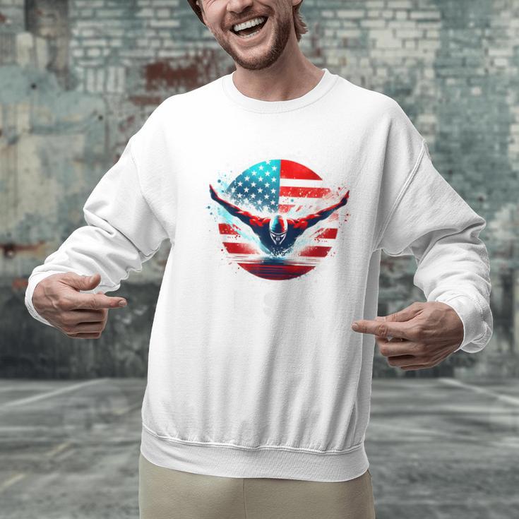 Swimming United States Shirt With American Flag Swimming Men Graphic Sweatshirt Swimming United States Shirt With American Flag Swimming Men Graphic Sweatshirt
