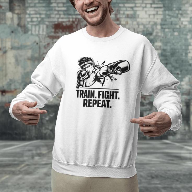 Train Fight Repeat Nak Muay Thai Boxing Fighter Raglan Baseball Tee Men Graphic Sweatshirt Train Fight Repeat Nak Muay Thai Boxing Fighter Raglan Baseball Tee Men Graphic Sweatshirt