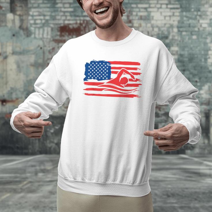 Vintage American Flag Swim Team Swimmer Funny Swimming Gift Men Graphic Sweatshirt Vintage American Flag Swim Team Swimmer Funny Swimming Gift Men Graphic Sweatshirt