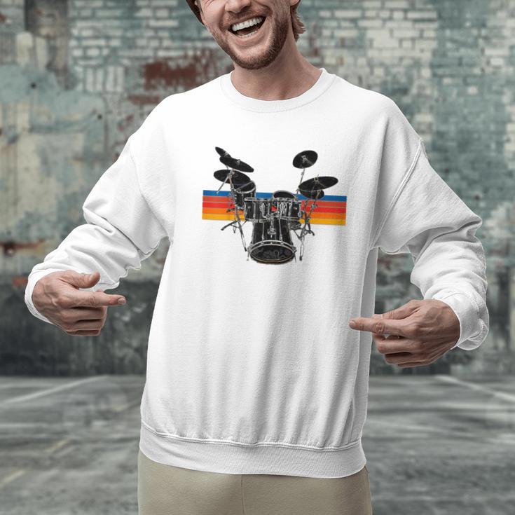 Vintage Drum Kit Drummer Rock Band Drums Men Graphic Sweatshirt