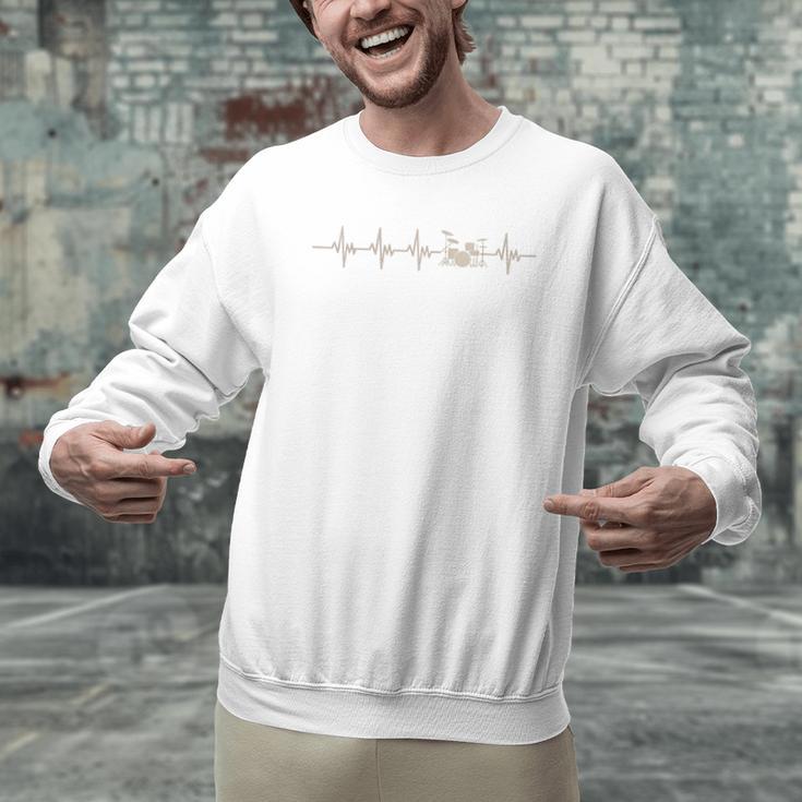 Vintage Drum Kit Heartbeat Graphic For Drummers Men Graphic Sweatshirt