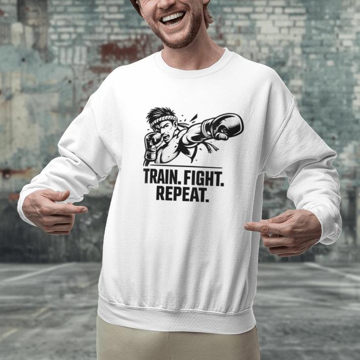 Women's Train Fight Repeat Nak Muay Thai Boxing Fighter Men Graphic Sweatshirt Women's Train Fight Repeat Nak Muay Thai Boxing Fighter Men Graphic Sweatshirt