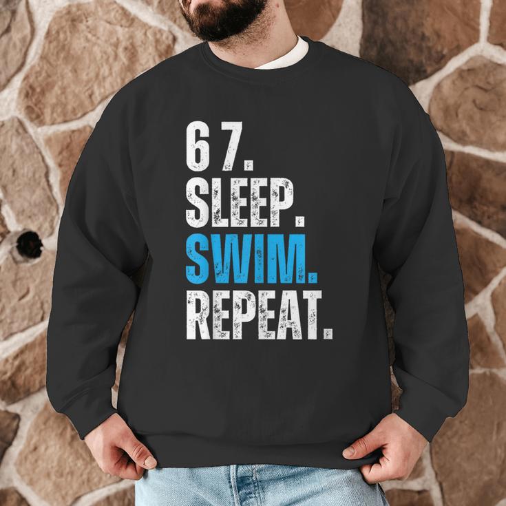 67 Sleep Swim Repeat Swimming Swimmer 67 Meme Men Graphic Sweatshirt