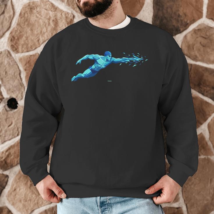 Blue Water Swimming In Freestyle Stroke Men Graphic Sweatshirt Blue Water Swimming In Freestyle Stroke Men Graphic Sweatshirt