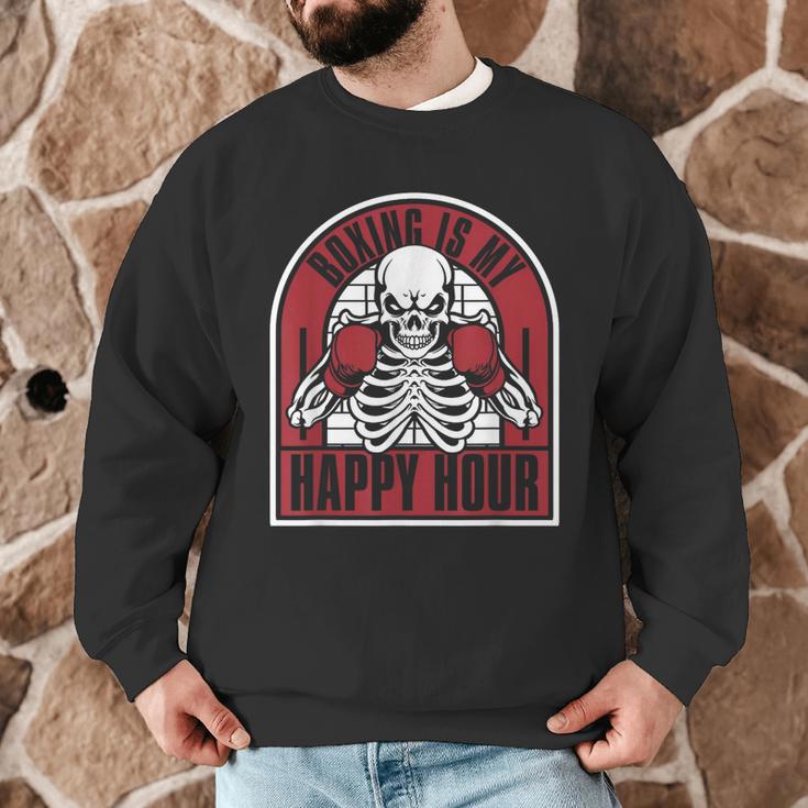 Boxing Is My Happy Hour Muay Thai Kickboxer Fan Boxing Men Graphic Sweatshirt