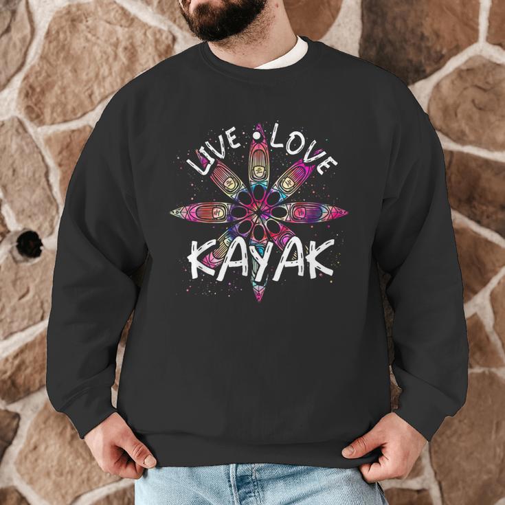 Canoe Boat Paddling Sport Kayaker Live Love Kayak Kayaking Men Graphic Sweatshirt