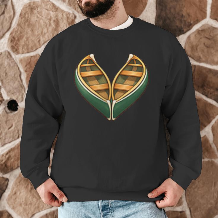 Canoe Heart Cute Minimalist Paddling Adventure Men Graphic Sweatshirt