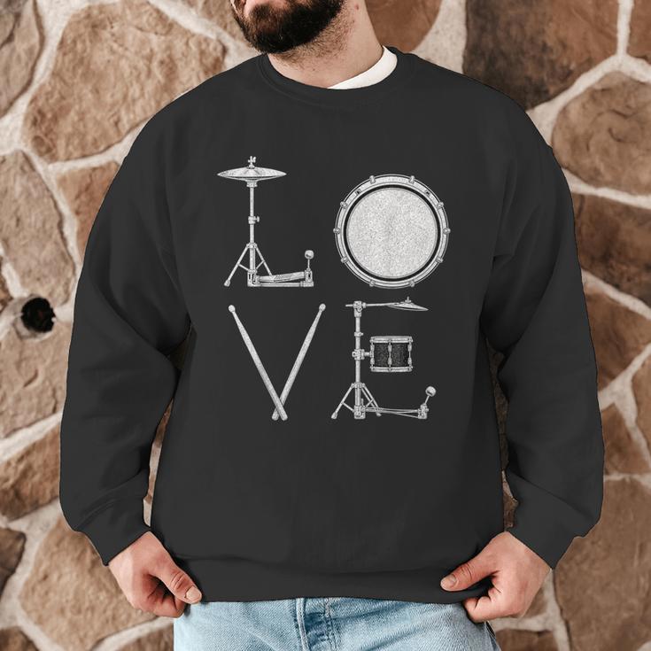 Drum Kit Love Illustration For Music Enthusiasts Men Graphic Sweatshirt Drum Kit Love Illustration For Music Enthusiasts Men Graphic Sweatshirt