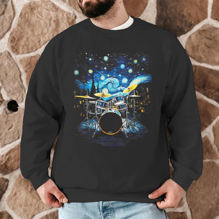 Drum Kit Percussionist Drummer Van Gogh Drums Men Graphic Sweatshirt
