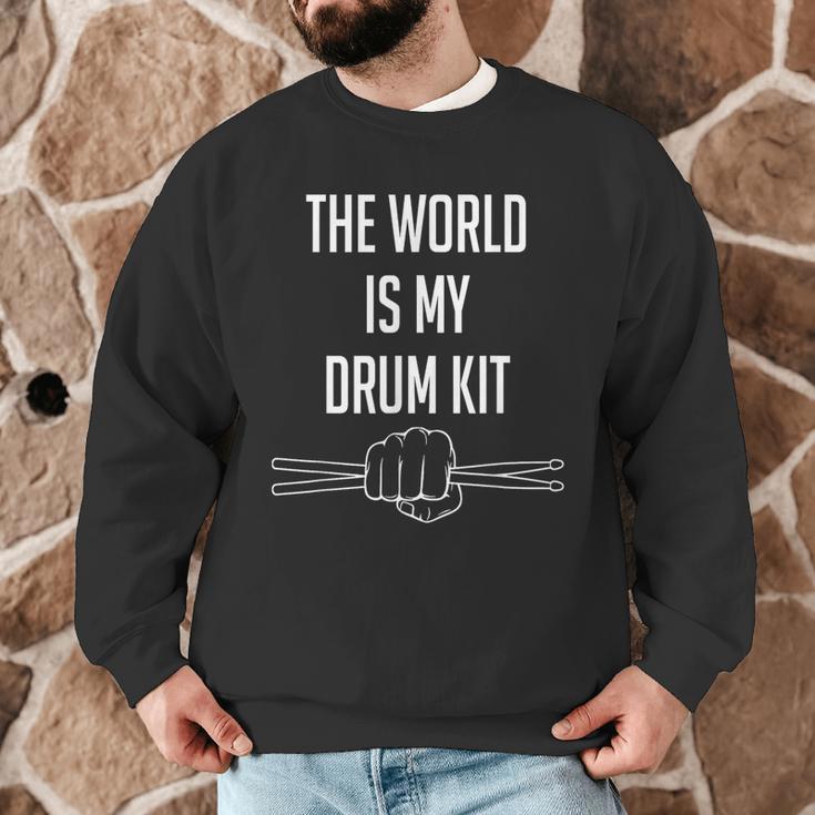 Drummer Saying The World Is My Drum Kit Men Graphic Sweatshirt