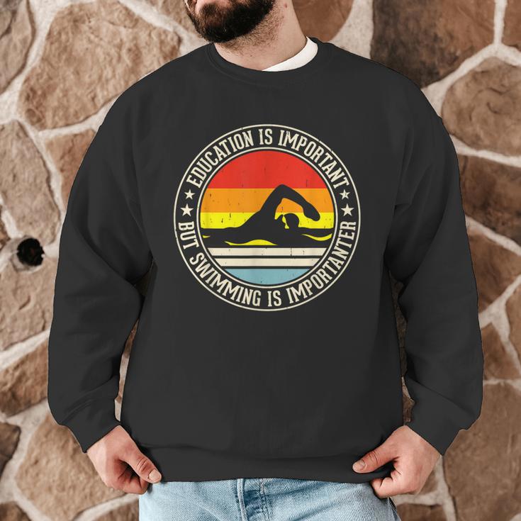 Education Is Important But Swimming Is Importanter Men Graphic Sweatshirt