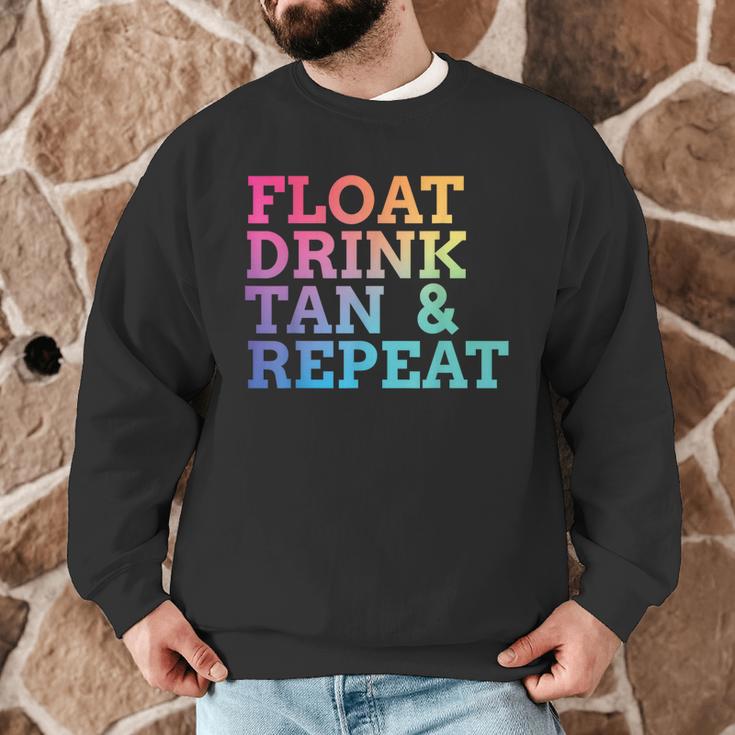 Float Drink Tan Repeat Summer Swimming Beach Pool Vacation Men Graphic Sweatshirt