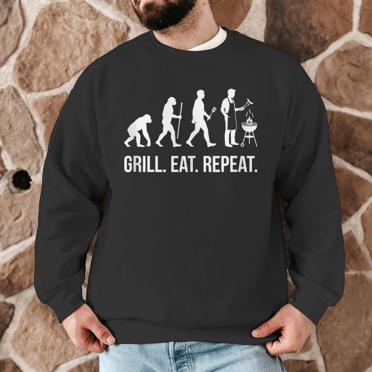 Grill Eat Repeat BBQ Dad Evolution Barbecue Men Graphic Sweatshirt Grill Eat Repeat BBQ Dad Evolution Barbecue Men Graphic Sweatshirt