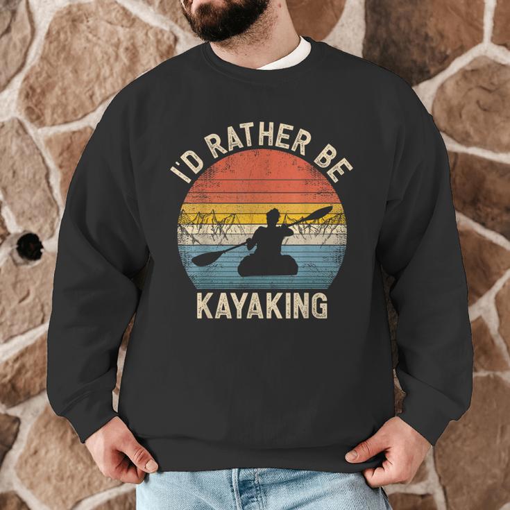 I'D Rather Be Kayaking Canoe Boating Vintage Kayak Men Graphic Sweatshirt