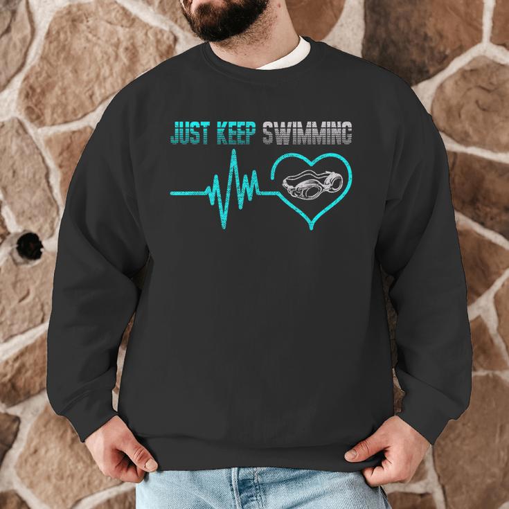 Just Keep Swimming For Swimmers Divers Diving Retro Men Graphic Sweatshirt Just Keep Swimming For Swimmers Divers Diving Retro Men Graphic Sweatshirt