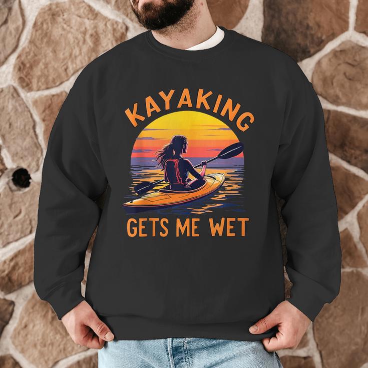 Kayaking Gets Me Wet Kayak Paddling Canoe Adult Joke Sleeveless Men Graphic Sweatshirt