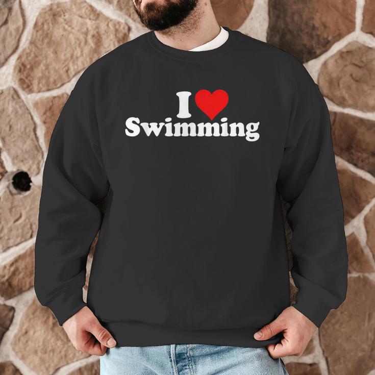 I LOVE HEART SWIMMING Men Graphic Sweatshirt