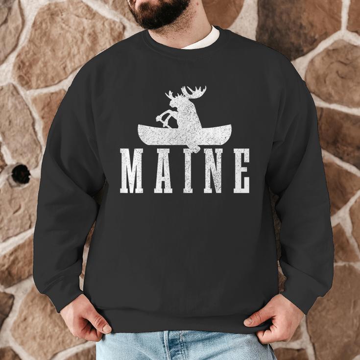 Maine Canoe Kayak Moose USA America Souvenir Men Graphic Sweatshirt