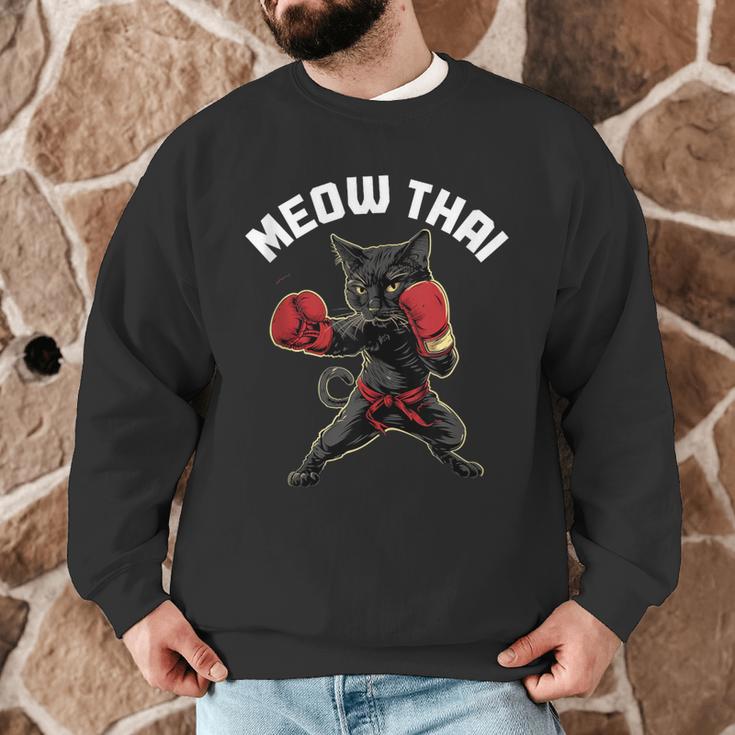 Meow Thai Muay Thai Boxing Cat Martial Arts MMA Boxer Men Graphic Sweatshirt Meow Thai Muay Thai Boxing Cat Martial Arts MMA Boxer Men Graphic Sweatshirt