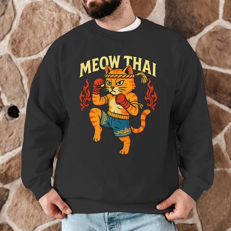 Meow Thai Muay Thai Cat Fighter Pun Dad Joke Men Graphic Sweatshirt Meow Thai Muay Thai Cat Fighter Pun Dad Joke Men Graphic Sweatshirt